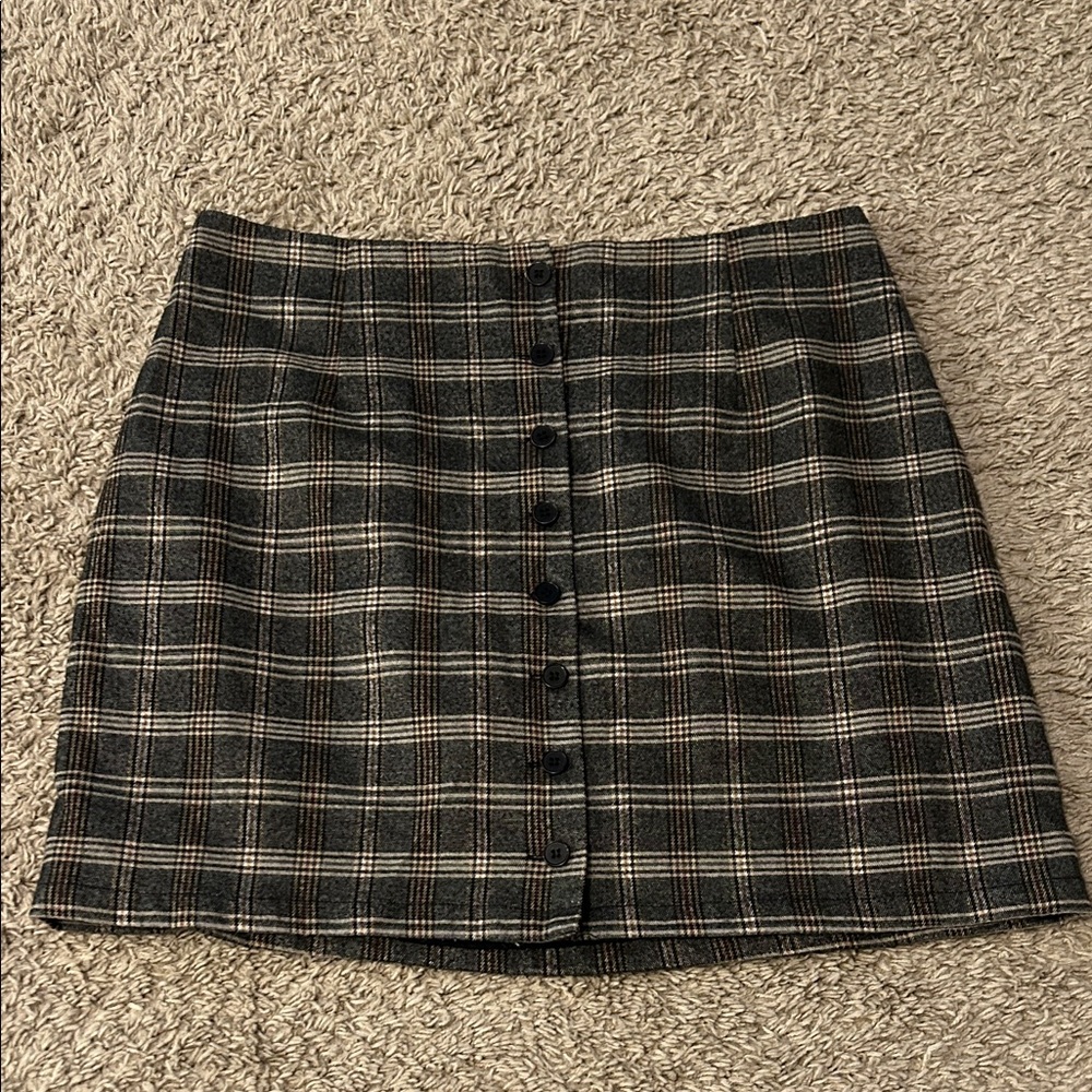 Sugarlips Charcoal and Cream Plaid Mini Skirt
